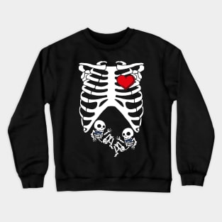 Spooky Skeleton Costume Pregnant Mommy of Twin Boys Crewneck Sweatshirt